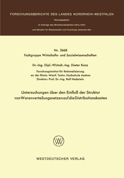 Produktbild: Untersuchungen &uuml;ber den Einflu&szlig; der Struktur von Warenverteilungsnetzen auf die Distributionskosten