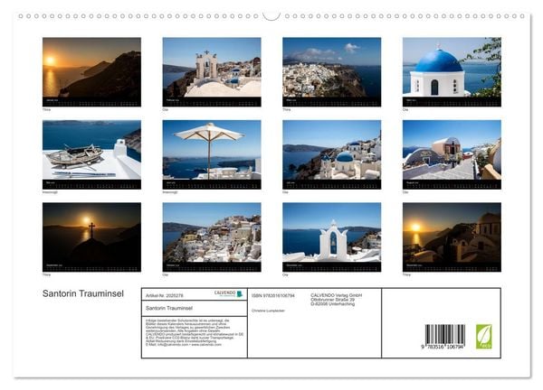 Produktbild: Santorin Trauminsel (hochwertiger Premium Wandkalender 2026 DIN A2 quer), Kunstdruck in Hochglanz