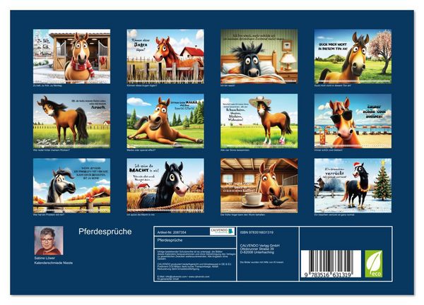 Produktbild: Pferdespr&uuml;che (Wandkalender 2026 DIN A4 quer), CALVENDO Monatskalender