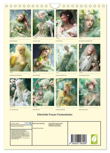 Produktbild: Elfenhafte Frauen Fantasiebilder (Wandkalender 2026 DIN A4 hoch), CALVENDO Monatskalender