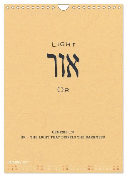Produktbild: The Radiant Path Hebrew Letters Inspiring the Soul (Wall Calendar 2027 DIN A4 portrait), CALVENDO 12 Month Wall Calendar