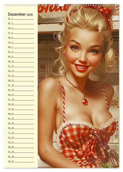 Produktbild: Schatz, ich hab gekocht! Sexy-lustige Pin-up-Girls in der K&uuml;che (hochwertiger Premium Wandkalender 2026 DIN A2 hoch), Kunstdruck in Hochglanz