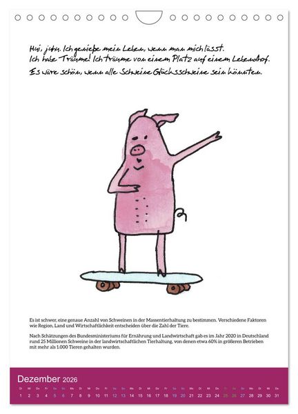 Produktbild: Schweinekalender - Alles was du &uuml;ber Schweine wissen wolltest! (Wandkalender 2026 DIN A4 hoch), CALVENDO Monatskalender