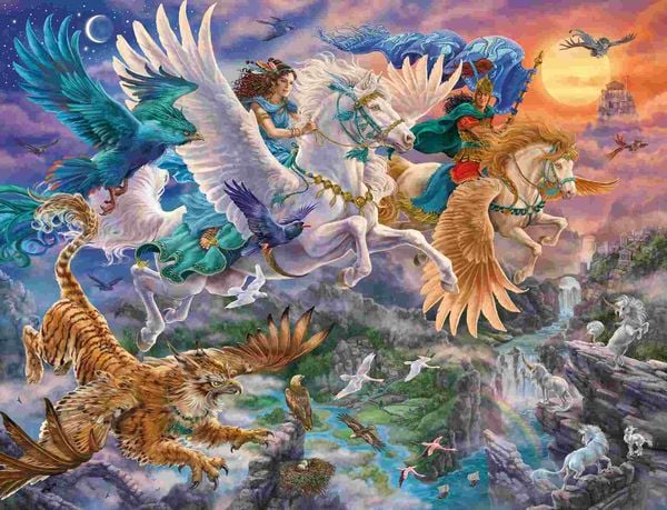 Produktbild: Erwachsenenpuzzle 2000 Teile - Auf dem Pegasus durch die L&uuml;fte