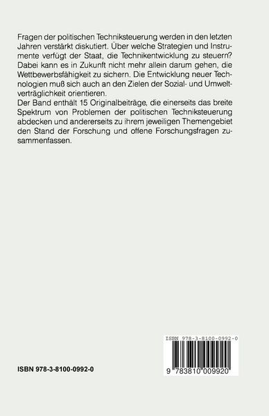 Produktbild: Politische Techniksteuerung