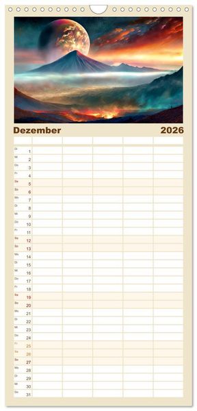 Produktbild: Familienplaner 2026 - Der Zauber fremder Welten mit 5 Spalten (Wandkalender, 21 x 45 cm) CALVENDO