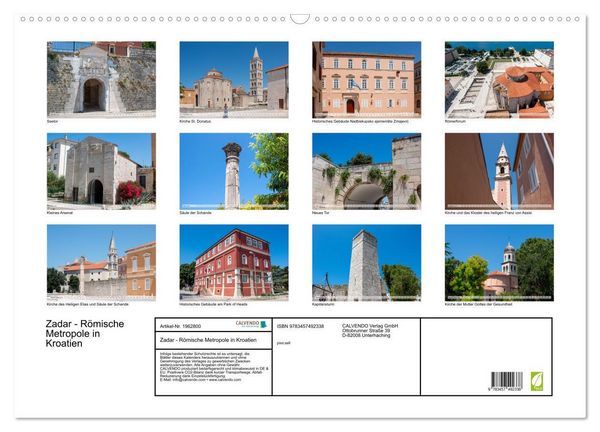 Produktbild: Zadar - R&ouml;mische Metropole in Kroatien (Wandkalender 2026 DIN A2 quer), CALVENDO Monatskalender