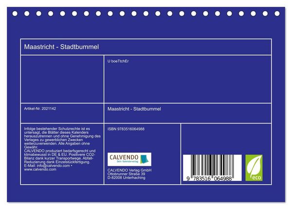 Produktbild: Maastricht - Stadtbummel (Tischkalender 2026 DIN A5 quer), CALVENDO Monatskalender