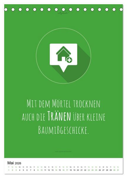 Produktbild: vollgeherzt: Der besondere Kalender f&uuml;r Bauherren mit motivierenden Hausbauzitaten (Tischkalender 2026 DIN A5 hoch), CALVENDO Monatskalender