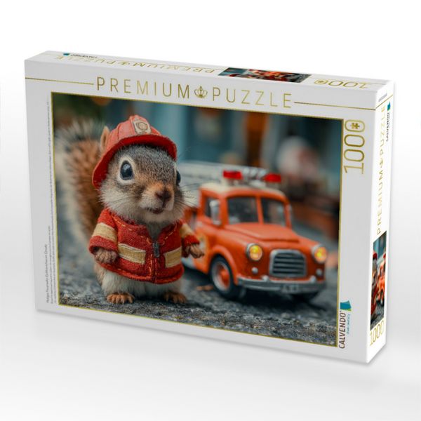 Produktbild: CALVENDO Puzzle Mutiges Feuerwehr-Eichh&ouml;rnchen im Einsatz | 1000 Teile Lege-Gr&ouml;&szlig;e 64x48cm Foto-Puzzle f&uuml;r gl&uuml;ckliche Stunden