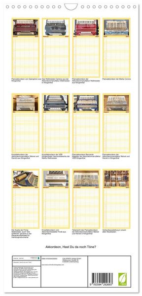 Produktbild: Familienplaner 2027 - Akkordeon, Hast Du da noch T&ouml;ne? mit 5 Spalten (Wandkalender, 21 x 45 cm) CALVENDO
