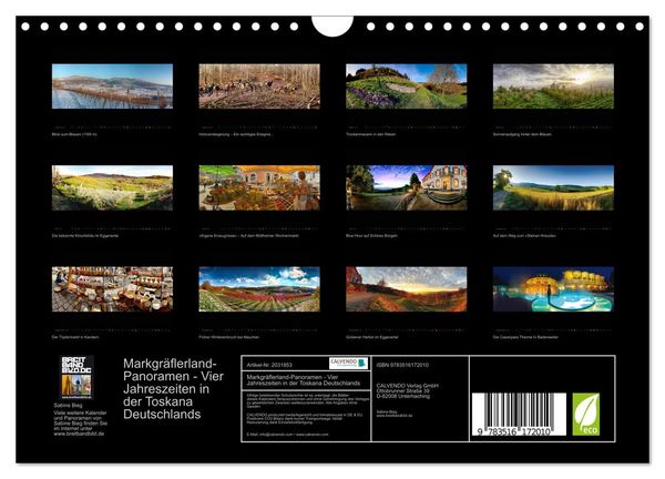 Produktbild: Markgr&auml;flerland-Panoramen - Vier Jahreszeiten in der Toskana Deutschlands (Wandkalender 2026 DIN A4 quer), CALVENDO Monatskalender