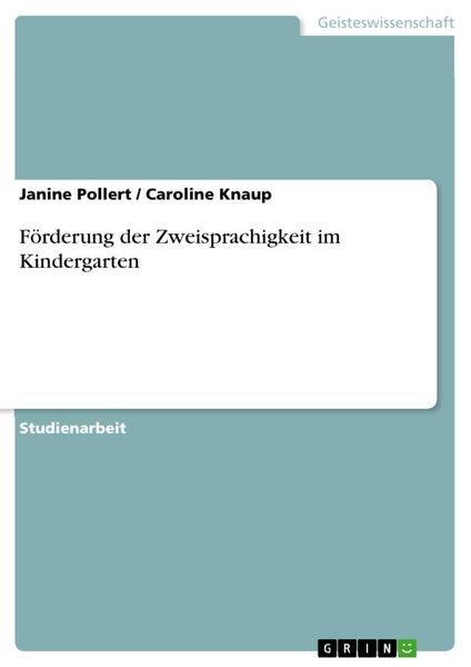 Produktbild: F&ouml;rderung der Zweisprachigkeit im Kindergarten