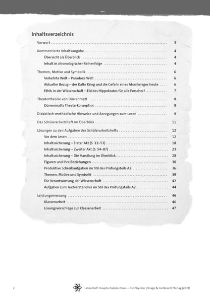 Produktbild: Die Physiker &ndash; Friedrich D&uuml;rrenmatt &ndash; Lehrerheft &ndash; Hauptschule