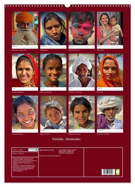 Produktbild: Portraits - Nordindien (Wandkalender 2026 DIN A2 hoch), CALVENDO Monatskalender