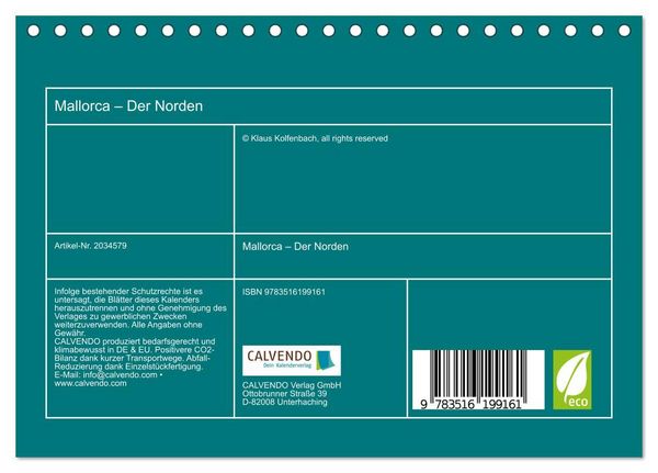 Produktbild: Mallorca &ndash; Der Norden (Tischkalender 2026 DIN A5 quer), CALVENDO Monatskalender