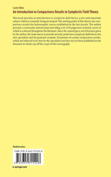 Produktbild: An Introduction to Compactness Results in Symplectic Field Theory