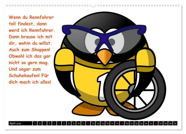 Produktbild: Pinguin-Elfe (hochwertiger Premium Wandkalender 2026 DIN A2 quer), Kunstdruck in Hochglanz