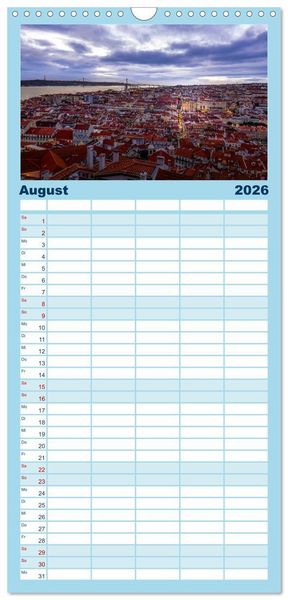 Produktbild: Familienplaner 2026 - Eine Stadt voller Charme - Lissabon mit 5 Spalten (Wandkalender, 21 x 45 cm) CALVENDO