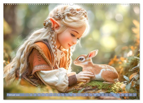 Produktbild: Elfenkinder - Zauberhaft lichtvolle Wesen (hochwertiger Premium Wandkalender 2026 DIN A2 quer), Kunstdruck in Hochglanz