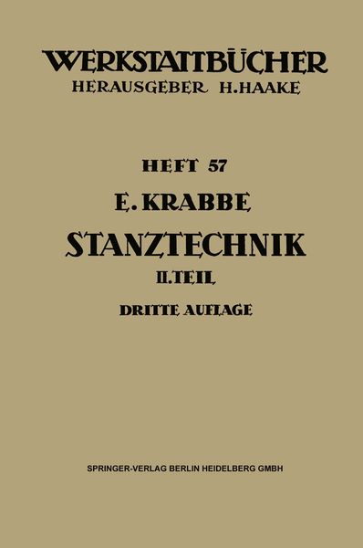 Stanztechnik, Taschenbuch von Erich Krabbe, Springer Berlin, 9783662242360