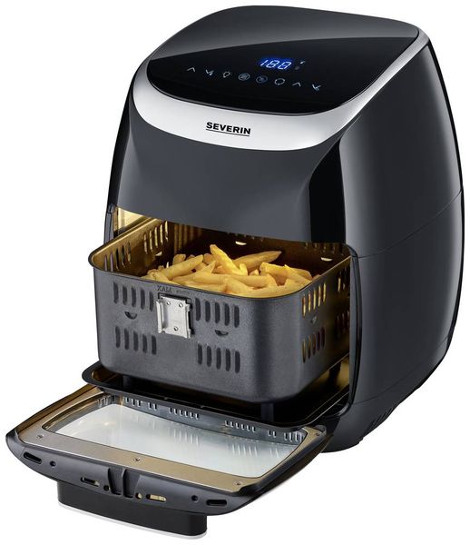 Produktbild: Severin FR 2446 Fritteuse 11l 2000W Hei&szlig;luft-Funktion, &Uuml;berhitzungsschutz Schwarz/Silber