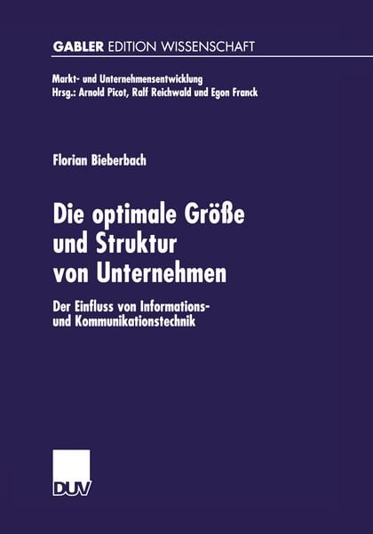 Produktbild: Die optimale Gr&ouml;&szlig;e und Struktur von Unternehmen