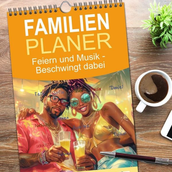 Produktbild: Familienplaner 2026 - Feiern und Musik - Beschwingt dabei mit 5 Spalten (Wandkalender, 21 x 45 cm) CALVENDO