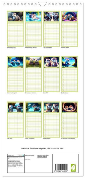 Produktbild: Familienplaner 2026 - Niedliche Fischotter begleiten dich durch das Jahr mit 5 Spalten (Wandkalender, 21 x 45 cm) CALVENDO