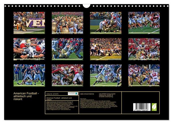 Produktbild: American Football - athletisch und riskant (Wandkalender 2026 DIN A3 quer), CALVENDO Monatskalender