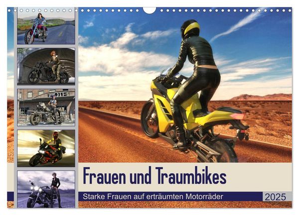 Frauen und Traumbikes (Wandkalender 2025 DIN A3 quer), CALVENDO Monatskalender