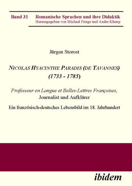 Nicolas Hyacinthe Paradis (de Tavannes) (1733 - 1785), Taschenbuch von Jürgen Storost, Ibidem, 9783838202495