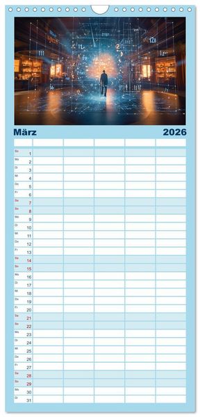 Produktbild: Familienplaner 2026 - Universum der Wissenschaften mit 5 Spalten (Wandkalender, 21 x 45 cm) CALVENDO