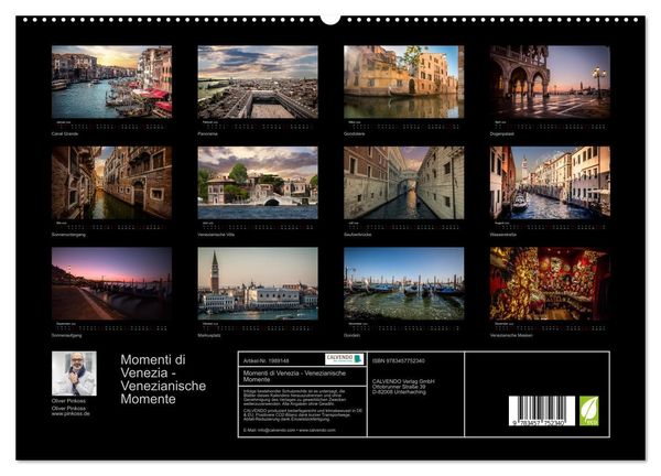 Produktbild: Momenti di Venezia - Venezianische Momente (hochwertiger Premium Wandkalender 2026 DIN A2 quer), Kunstdruck in Hochglanz