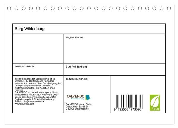 Produktbild: Burg Wildenberg (Tischkalender 2027 DIN A5 quer), CALVENDO Monatskalender