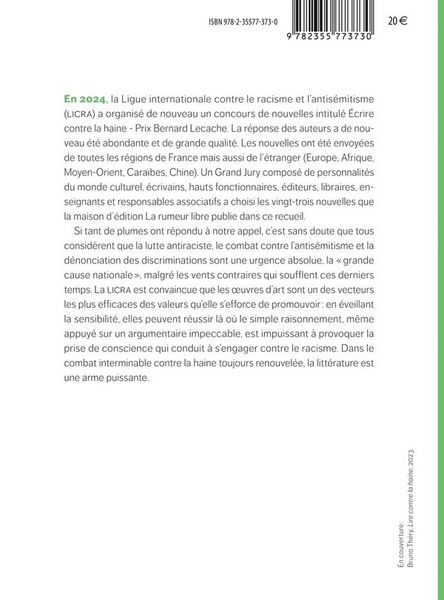 Produktbild: Ecrire contre haine concours de