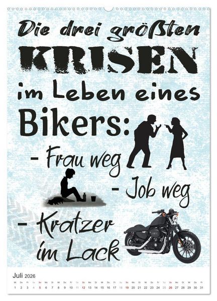 Produktbild: Coole Biker-Spr&uuml;che (hochwertiger Premium Wandkalender 2026 DIN A2 hoch), Kunstdruck in Hochglanz