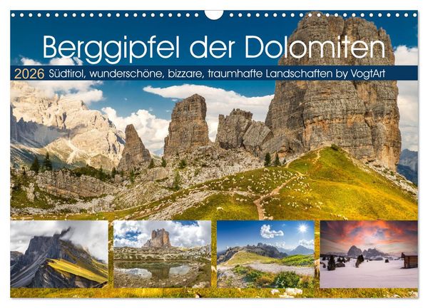Berggipfel der Dolomiten (Wandkalender 2026 DIN A3 quer), CALVENDO Monatskalender
