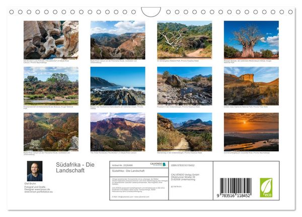 Produktbild: S&uuml;dafrika - Die Landschaft (Wandkalender 2026 DIN A4 quer), CALVENDO Monatskalender