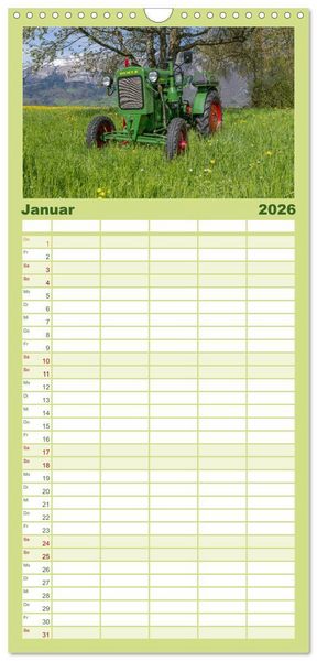 Produktbild: Familienplaner 2026 - Traktoren &ndash; Nostalgie auf dem Bauernhof mit 5 Spalten (Wandkalender, 21 x 45 cm) CALVENDO
