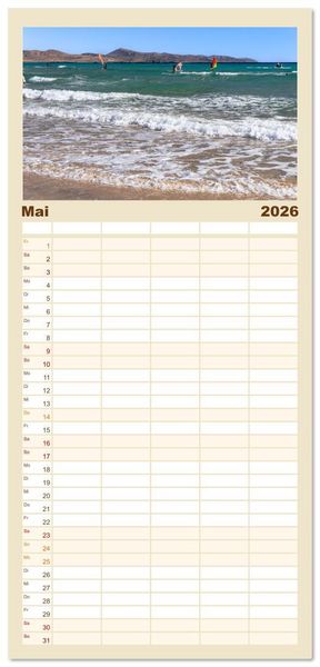 Produktbild: Familienplaner 2026 - Fuerteventura - W&uuml;stenzauber und Meeresrauschen mit 5 Spalten (Wandkalender, 21 x 45 cm) CALVENDO