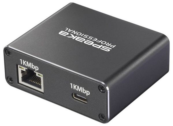 Produktbild: SpeaKa Professional SP-GNS-190 Splitter 1+1 Port RJ45, USB-C&reg; 1 GBit/s USB-Stromversorgung