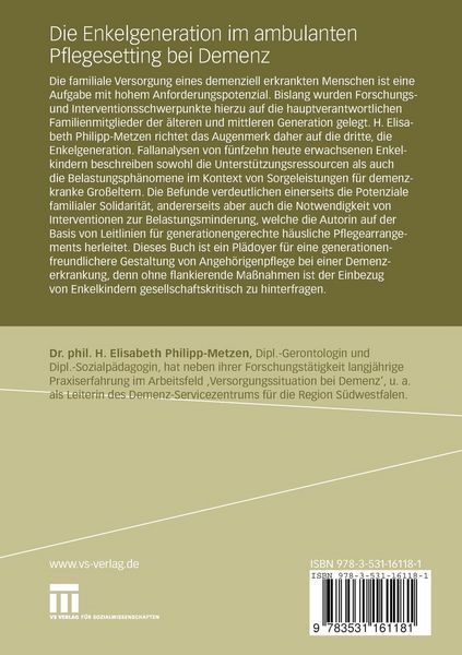 Produktbild: Die Enkelgeneration im ambulanten Pflegesetting bei Demenz