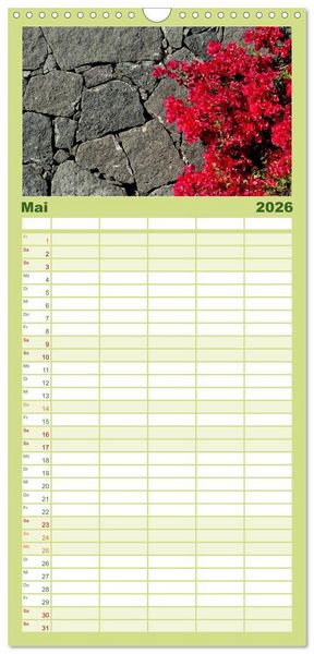 Produktbild: Familienplaner 2026 - Vulkaninsel Lanzarote mit 5 Spalten (Wandkalender, 21 x 45 cm) CALVENDO