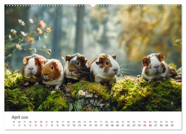 Produktbild: Wuschelbande - Ein Jahr voller Meerschweinchen (hochwertiger Premium Wandkalender 2026 DIN A2 quer), Kunstdruck in Hochglanz