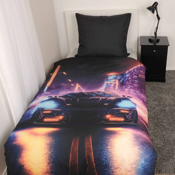 Produktbild: Young Collection 4859414050 - Neon Car Bettw&auml;sche, 80x80 cm + 135x200 cm, 100% Polyester