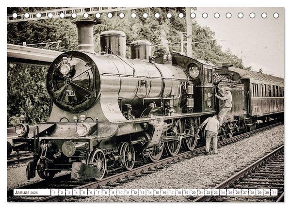 Produktbild: Dampflokomotiven - dampfende Stahlkolosse (Tischkalender 2026 DIN A5 quer), CALVENDO Monatskalender