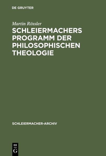 Produktbild: Schleiermachers Programm der Philosophischen Theologie