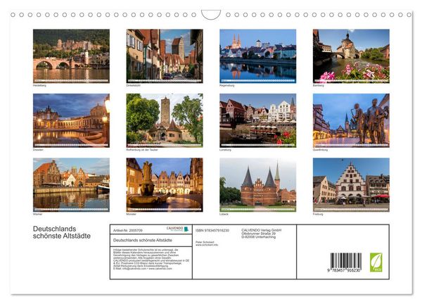 Produktbild: Deutschlands sch&ouml;nste Altst&auml;dte (Wandkalender 2026 DIN A3 quer), CALVENDO Monatskalender