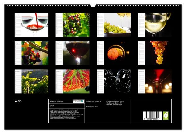 Produktbild: Wein (hochwertiger Premium Wandkalender 2026 DIN A2 quer), Kunstdruck in Hochglanz